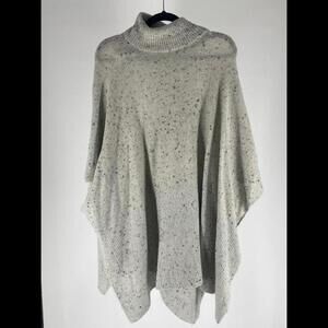 Vince Camuto Oversized Gray Poncho Sweater with Turtleneck